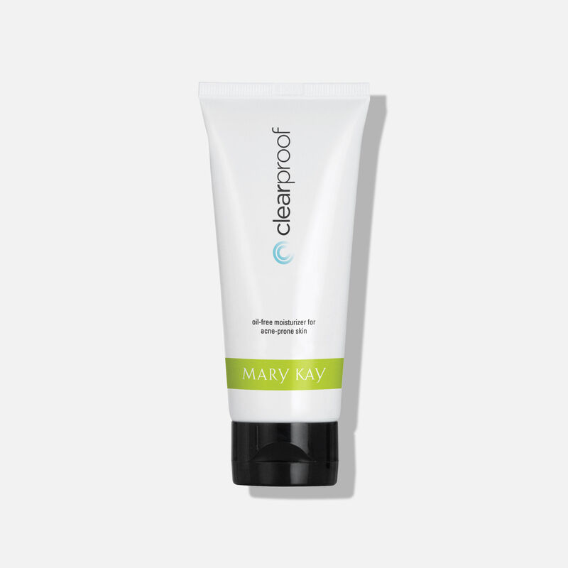 White tube of Clear Proof Oil-Free Moisturizer for Acne-Prone Skin on plain background