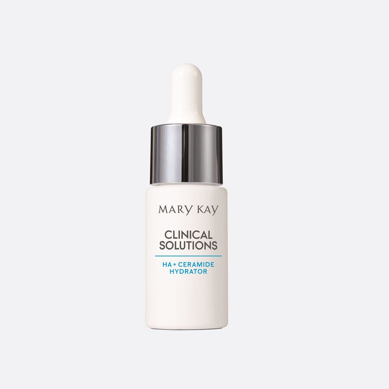 White bottle of Clinical Solutions&reg; HA + Ceramide Hydrator on plain background.	hi-res - high