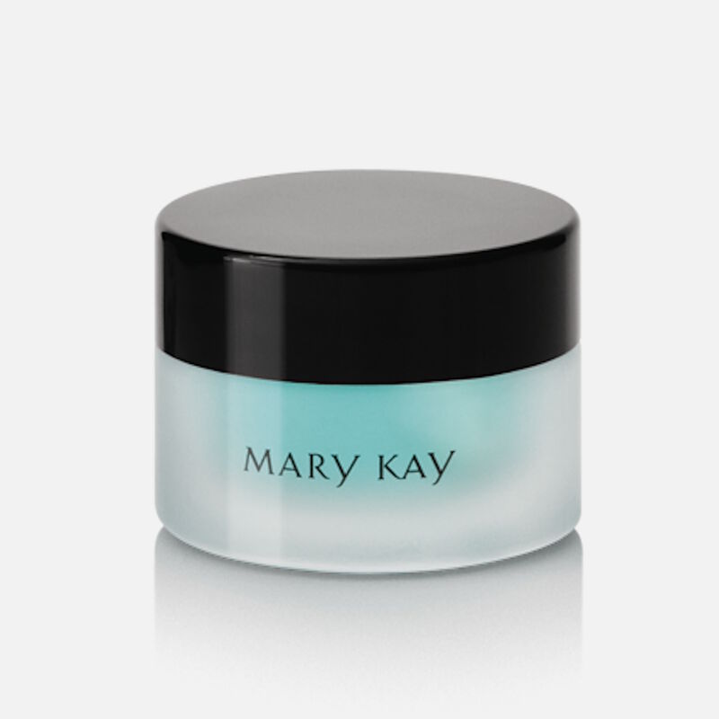 Jar of Mary Kay Indulge Soothing Eye Gel on plain background