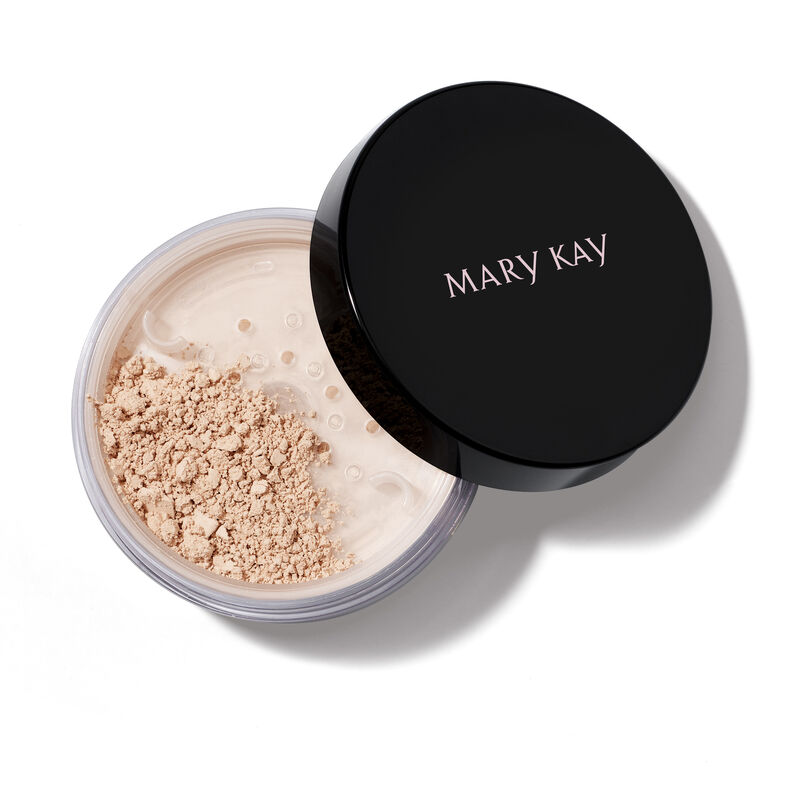 Open jar of Mary Kay&reg; Silky Setting Powder in Light Ivory