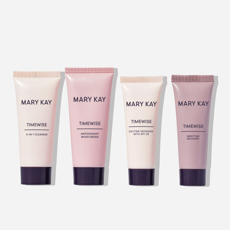 TimeWise Miracle Set On-The-Go Regimen standing against plain background