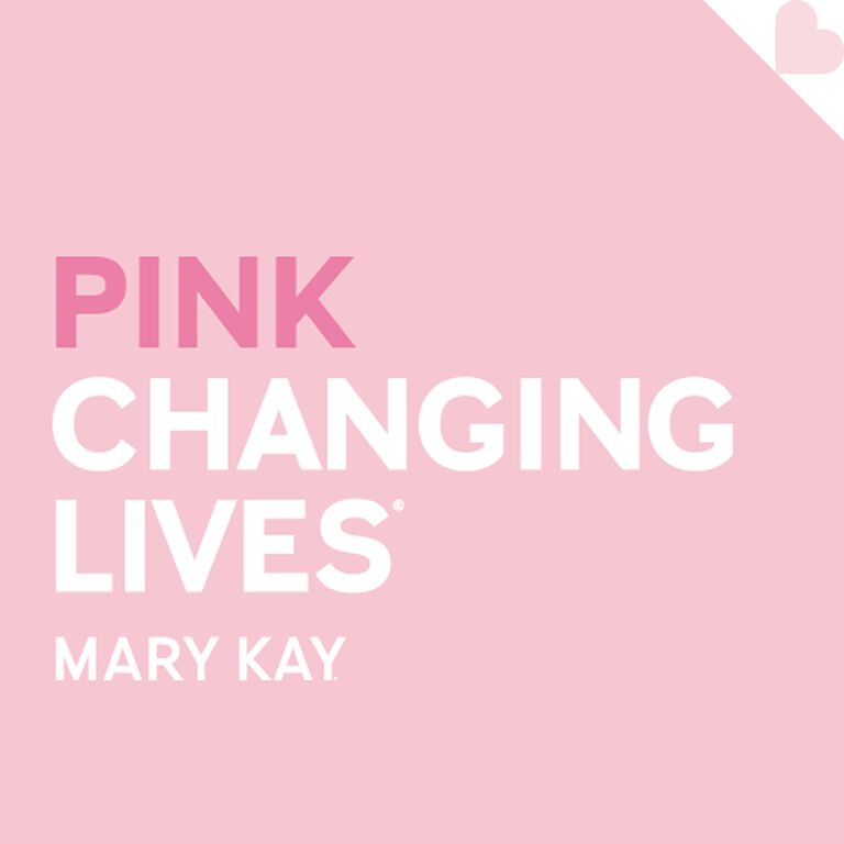 Pink Changing Lives logo on pink background