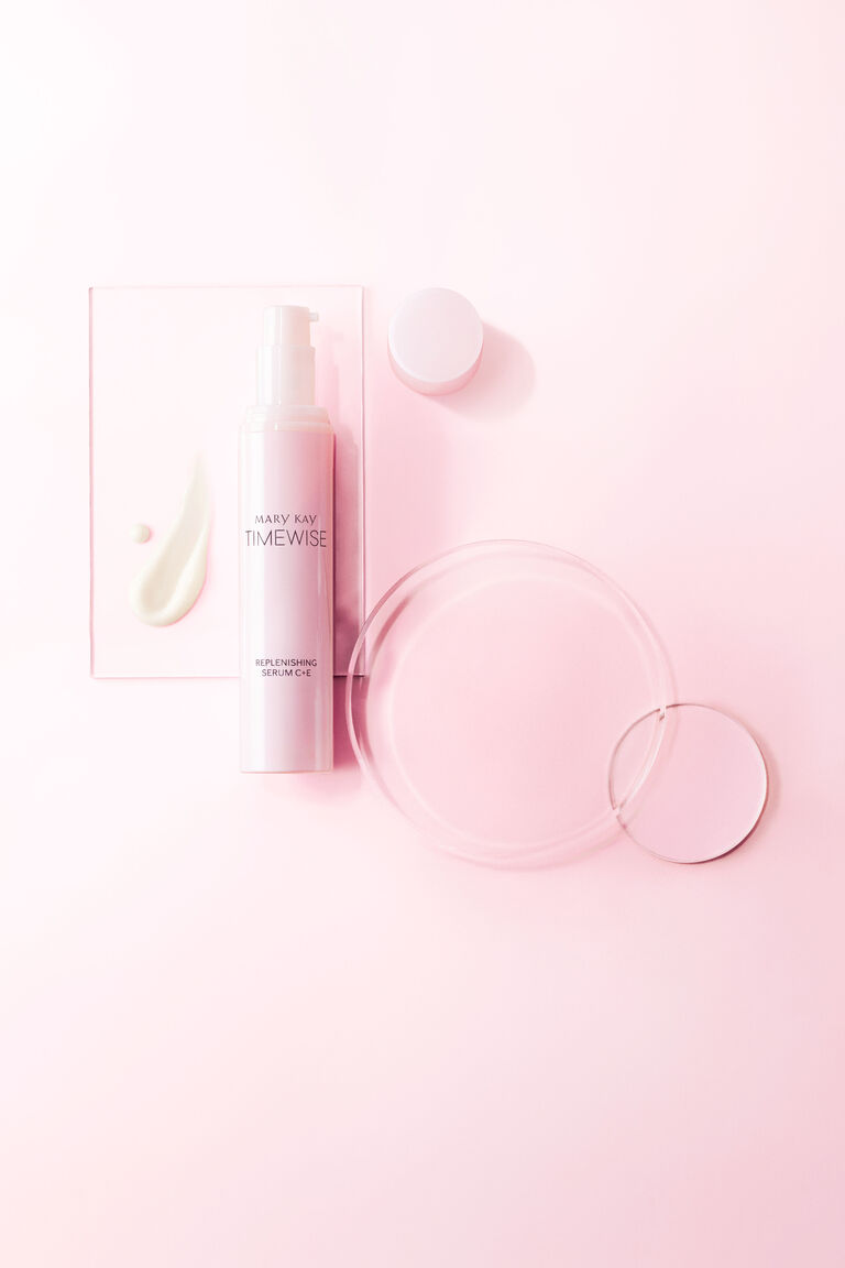 Mary Kay TimeWise serums against pink background