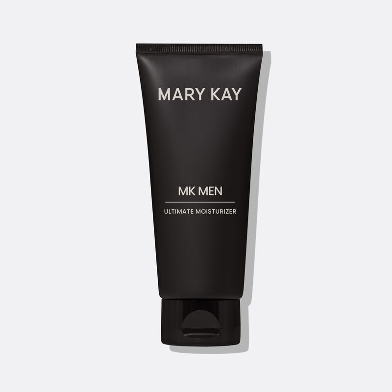 Tube of MKMen Ultimate Moisturizer standing on its cap against a plain background