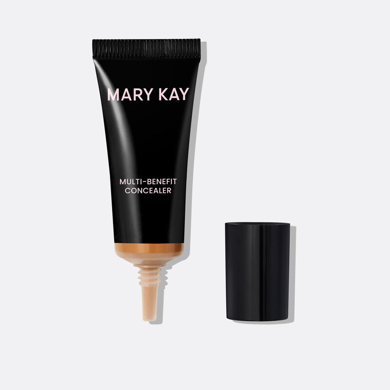 Black Mary Kay Multi-Benefit Concealer Tube in Deep 1 with the cap removed, showcasing the needle nose