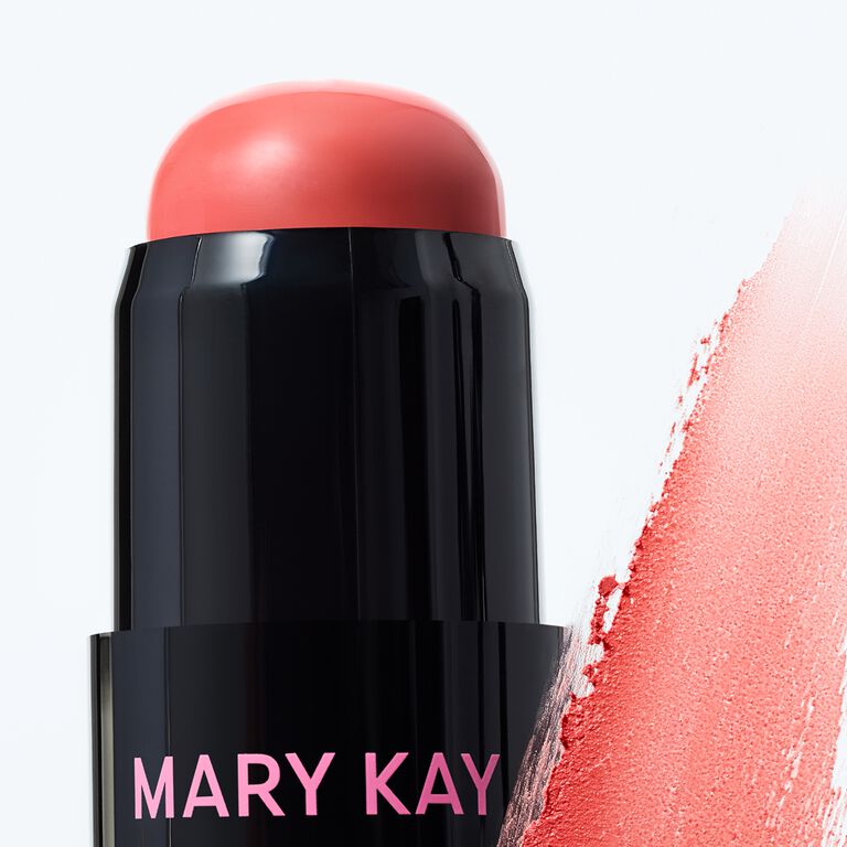 Limited-edition Mary Kay Blush Stick in Kind Spirit with product rub in front of  white background