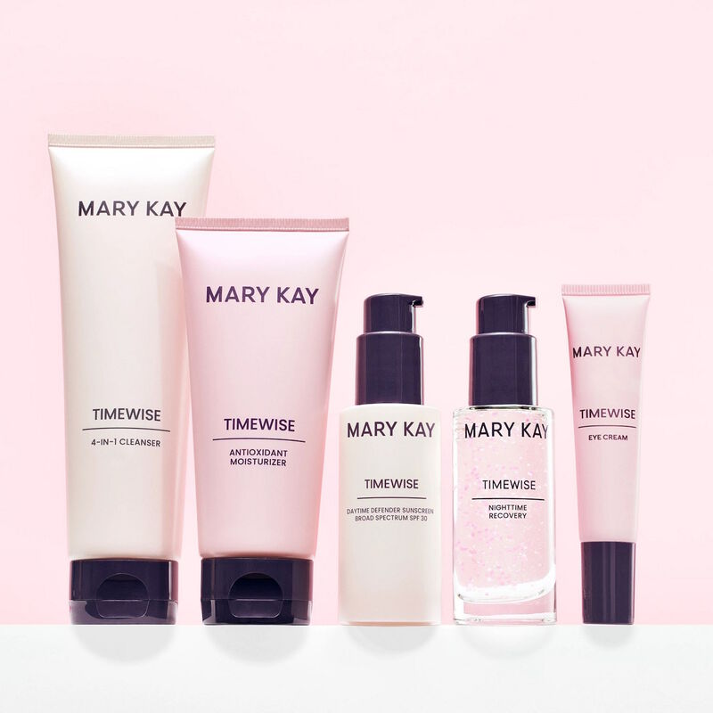 Ultimate TimeWise Miracle Set sitting on white surface against pink background
